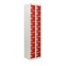 Personal Effects Locker - 20 Compartment - Red Doors - H.1800 W.450 D.380